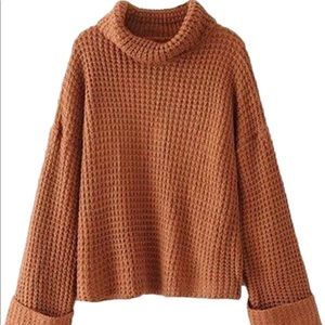 🌟 Goodnight Macaroon Retta Cropped Cognac Sweater